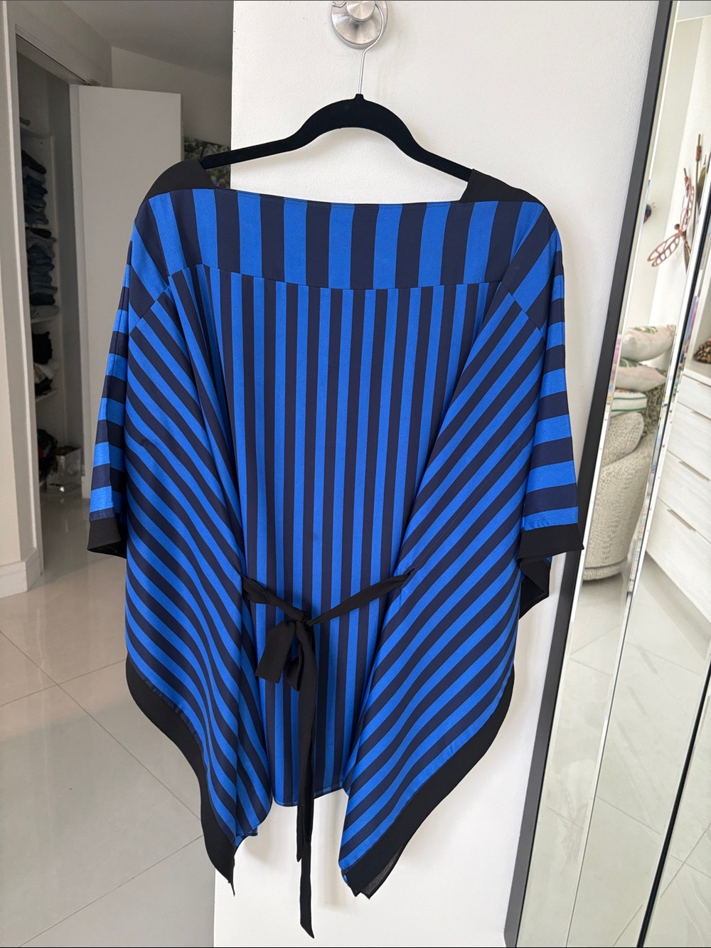 Lauren Ralph Lauren Blue and Black Striped Poncho Top